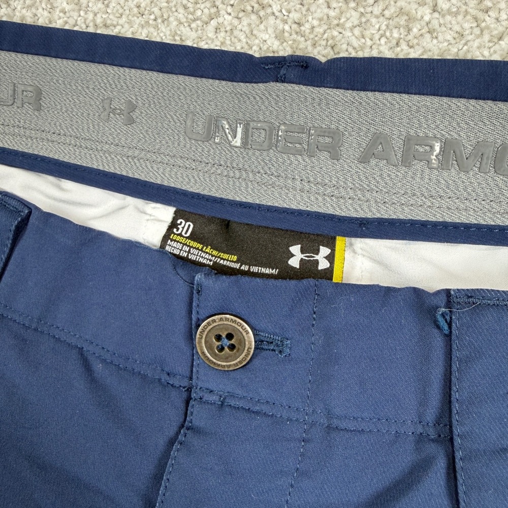 Under Armour Golf Shorts Mens 30 Blue Flat Front Performance Tech Lightweight